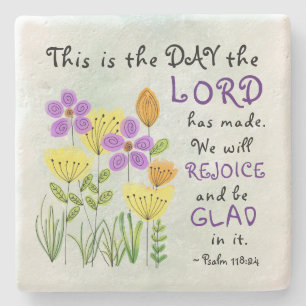 Psalm 118:24 Det här är dagen, inspirationell Blom Stenunderlägg