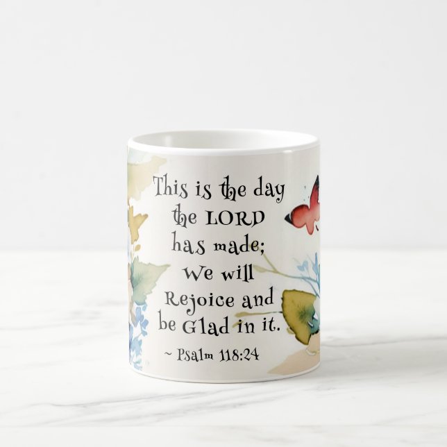 Psalm 118:24 Det här är dagen Lord Made Bible Kaffemugg (Center)
