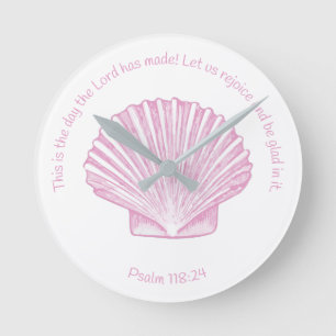 Psalm 118:24 Det här är dagen med Seashell Rund Klocka