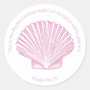 Psalm 118:24 Det här är dagen med Seashell Runt Klistermärke