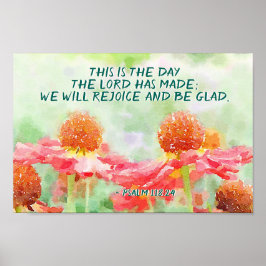 psalm 118:24 Det här är dagen, vattenfärgsblommor Poster