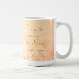 Psalm 118:24 Det här är Orangen Coral Paisley Kaffemugg