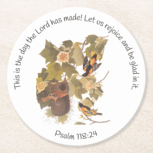Psalm 118:24 med Baltimore Oriole-familjen Underlägg Papper Rund