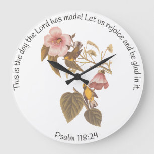 Psalm 118:24 och Blue Winged Gult Warbler Bird Stor Klocka