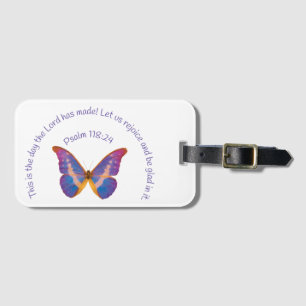 Psalm 118:24 och Butterfly med vattenfärg Bagagebricka