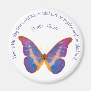 Psalm 118:24 och Butterfly med vattenfärg Magnet