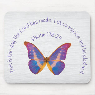 Psalm 118:24 och Butterfly med vattenfärg Musmatta
