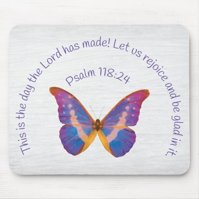 Psalm 118:24 och Butterfly med vattenfärg Musmatta (Framsidan)