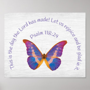 Psalm 118:24 och Butterfly med vattenfärg Poster