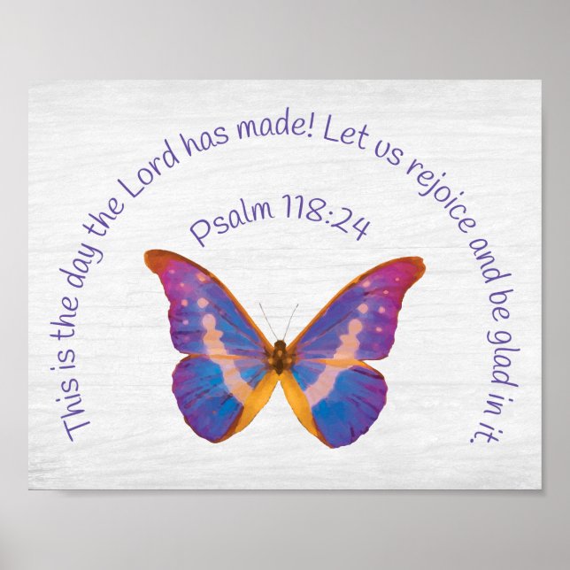 Psalm 118:24 och Butterfly med vattenfärg Poster (Framsidan)