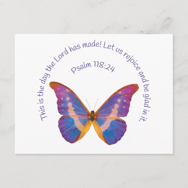 Psalm 118:24 och Butterfly med vattenfärg Vykort (Framsida)