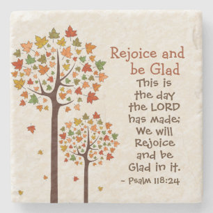 Psalm 118:24 Rejoice och Glad, hösten Träd Stenunderlägg