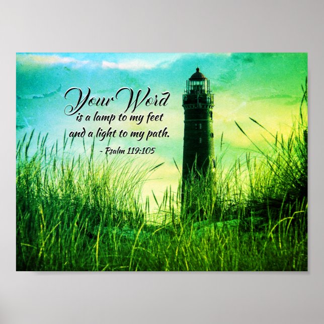 Psalm 119:105 Din Ord är en lampa i mina fötter Poster (Framsidan)