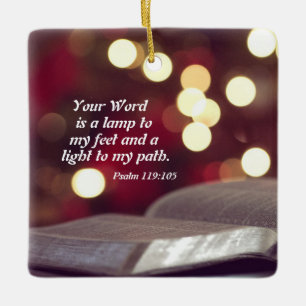 Psalm 119:105 Din Ord är en lampa till min fötter Julgransprydnad Keramik