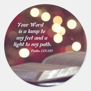 Psalm 119:105 Din Ord är en lampa till min fötter Runt Klistermärke