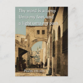 Psalm 119-105 i Via Dolorosa, Jerusalem Vykort
