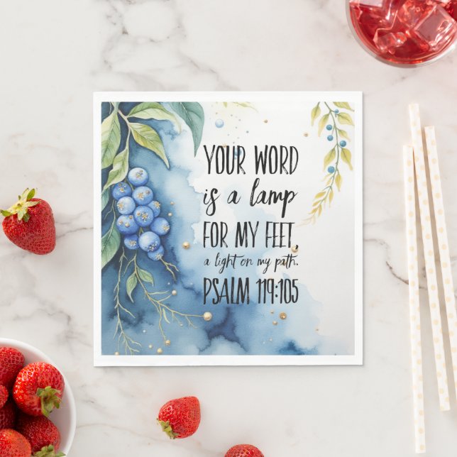 Psalm 119:105 Kristet bibelvers på bild Pappersservett (Insitu)