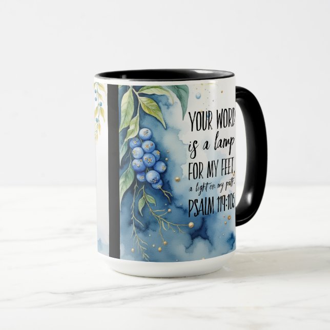 Psalm 119:105 Kristna bibelvers på bild Mugg (Framsida höger)