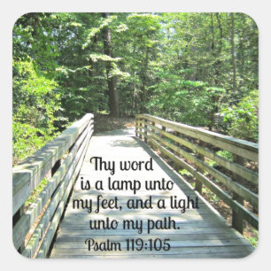 Psalm 119:105 Thy ord är en lampa... Fyrkantigt Klistermärke