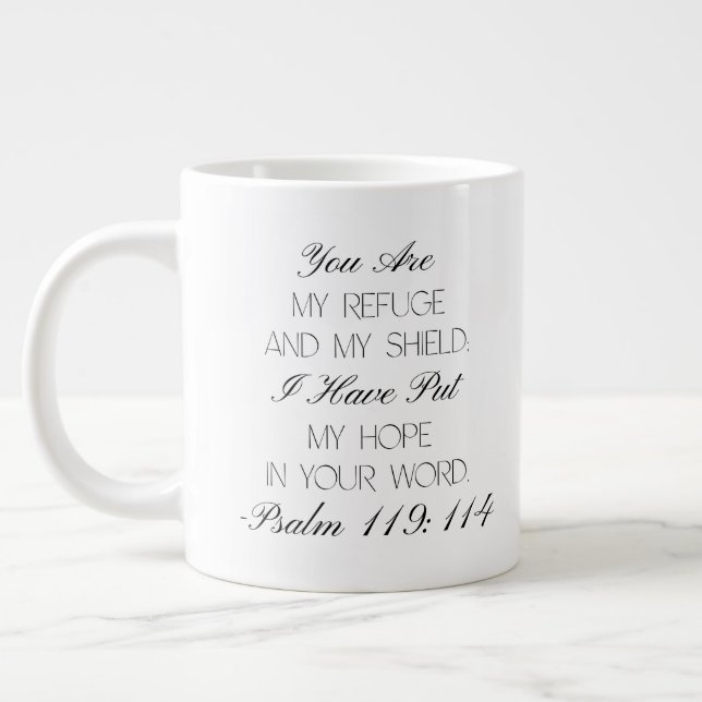 Psalm 119:114 Förhoppning Bibelvers Mugg Jumbo Mugg (Vänster)