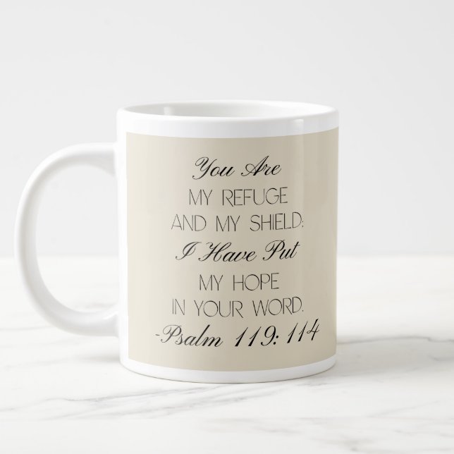 Psalm 119:114 Förhoppning Bibelvers Mugg Jumbo Mugg (Vänster)