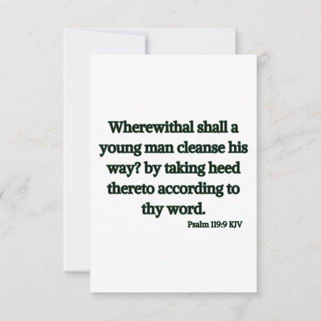 Psalm 119:9 KJV Bibelskript, platt Hälsning Kort (Framsida)