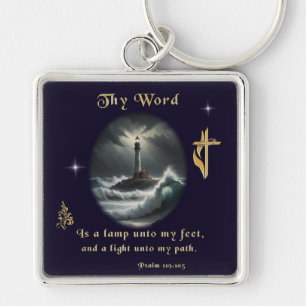 Psalm 119 fyrkantig silverfärgad nyckelring