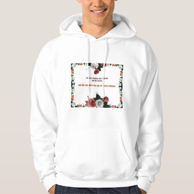 Psalm 11:5, inget våld hoodie (Framsida)