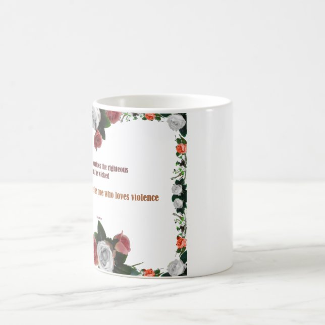 Psalm 11:5, inget våld magisk mugg (Center)