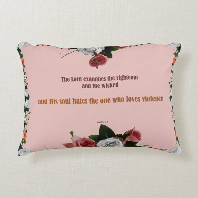 Psalm 11:5, inget våld prydnadskudde (Framsidan)