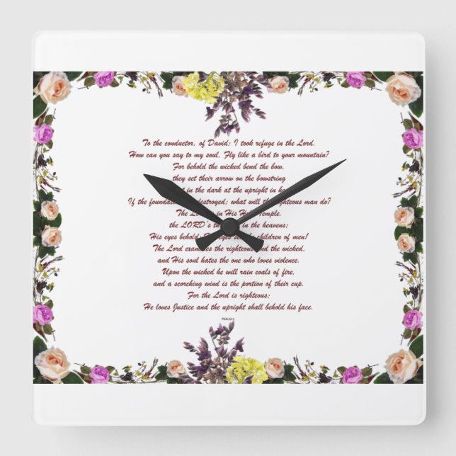 Psalm 11,  Fly like a bird to your mountain, Fyrkantig Klocka (Framsida)