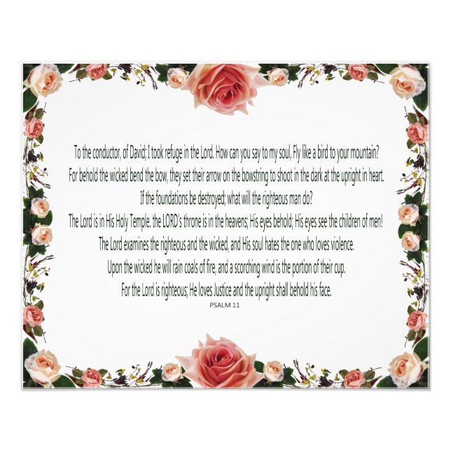 PSALM- 11, Se Barn i Manar, Rosa Blommigt Fototryck (Framsidan)