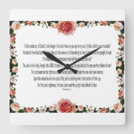 PSALM- 11, Se Barn i Manar, Rosa Blommigt Fyrkantig Klocka