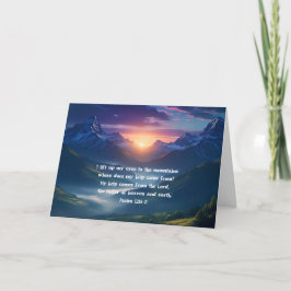 Psalm 121:1-2 bergsoluppgång kristen tro anteckningskort