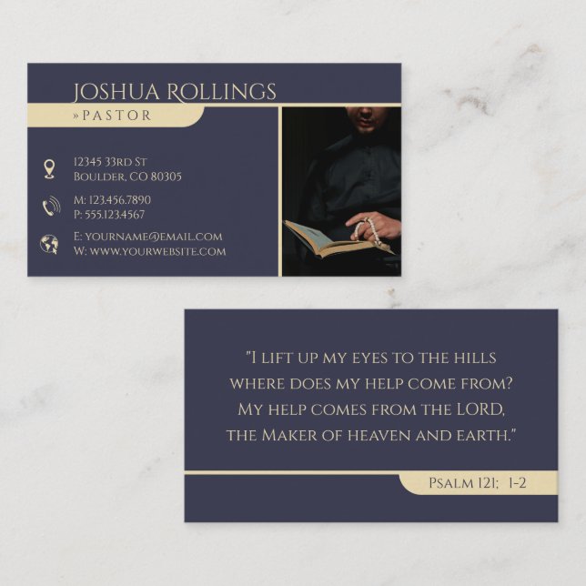 Psalm 121; 1-2 | Christian Inspirational Visitkort (Fram/baksida)