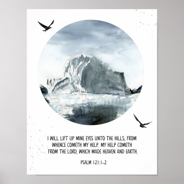 Psalm 121:1-2 I hiss Up Mine Ögon, bibelcitat Poster (Framsidan)