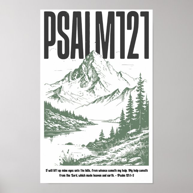 Psalm 121:1-2 ”Jag lyfter mina ögon till bergen” A Poster (Framsidan)