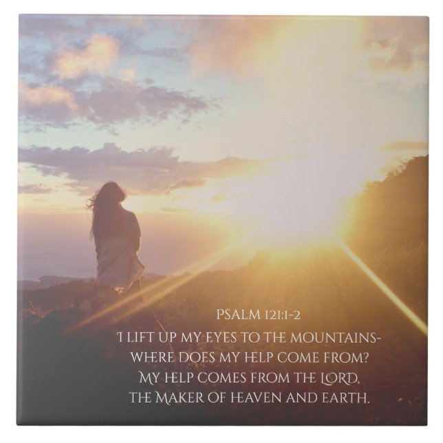 Psalm 121:1-2 Min hjälp kommer från LORD Kakelplatta (Framsidan)