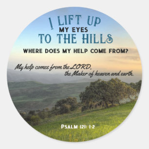 Psalm 121:1-2 * Sticker * I hiss uppåt i öga Runt Klistermärke