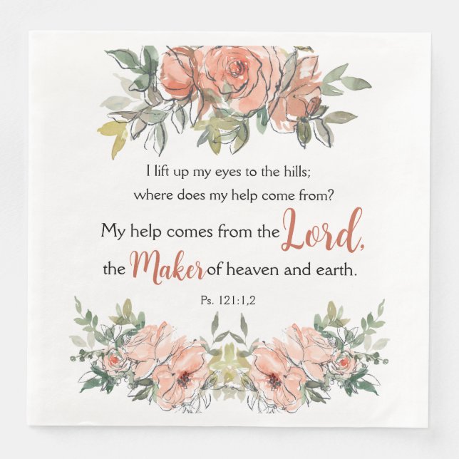 Psalm 121: 1,2 Uppmuntra bibel Verse Watercolor Pappersservett (Framsida)