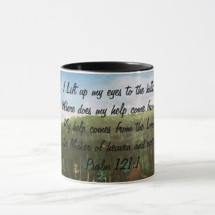 Psalm 121:1 Handmålad originalbild Mugg