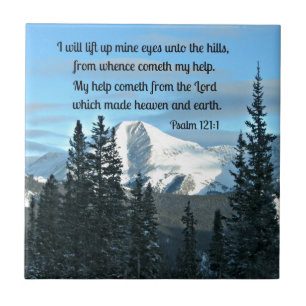 Psalm 121:1 Jag ska hiss upp min ögon... Kakelplatta