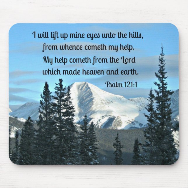 Psalm 121:1 Jag ska hiss upp min ögon... Musmatta (Framsidan)