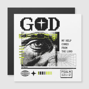 Psalm 121:2 Neon Lime Ögats öga CRT Glitch Art