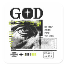 Psalm 121:2 Neon Lime Ögats öga CRT Glitch Art