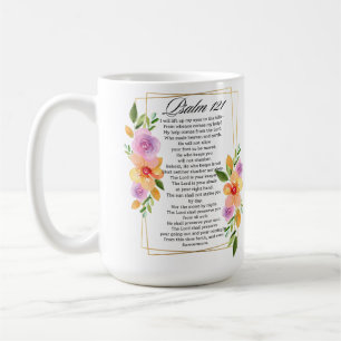Psalm 121 Blommigt Geometric Ram Kaffemugg