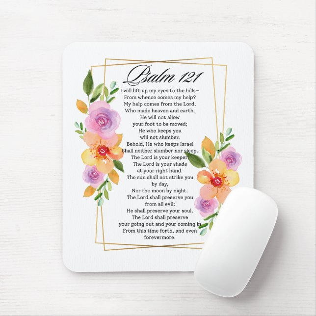 Psalm 121 Blommigt Geometric Ram Musmatta (Med mus)