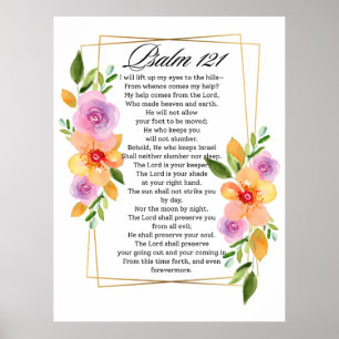 Psalm 121 Blommigt Geometric Ram Poster