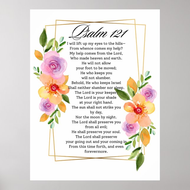 Psalm 121 Blommigt Geometric Ram Poster (Framsidan)