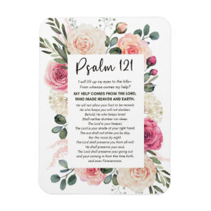 Psalm 121 Jag ska hiss upp min ögon Blommigt Bible Magnet